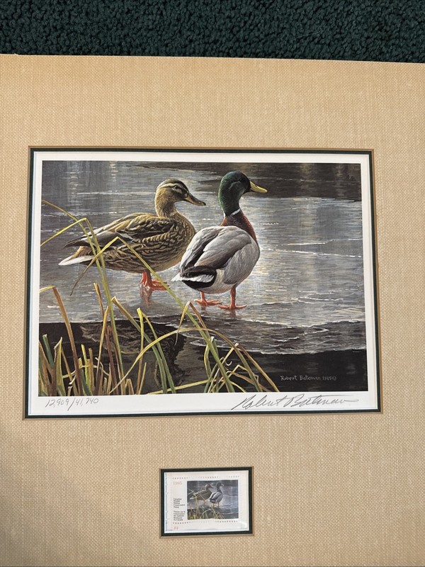1 ROBERT BATEMAN LIMITED EDITION 85 Mallard Duck Pair SIGNED/NUMBERED Stamp vtg gallery