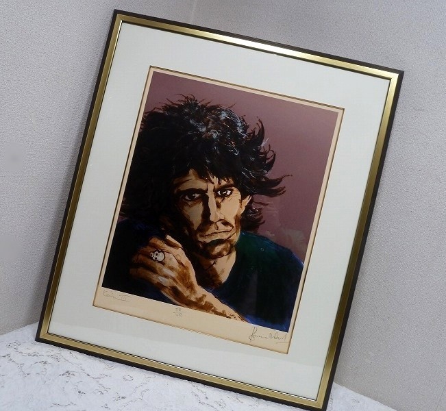 RONNIE WOOD SIGNED ROLLING STONES Lithograph Limited Framed Keith Richards III