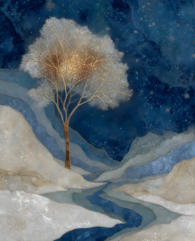 8x10 Tree in Snowy Landscape Art Print - 166662147