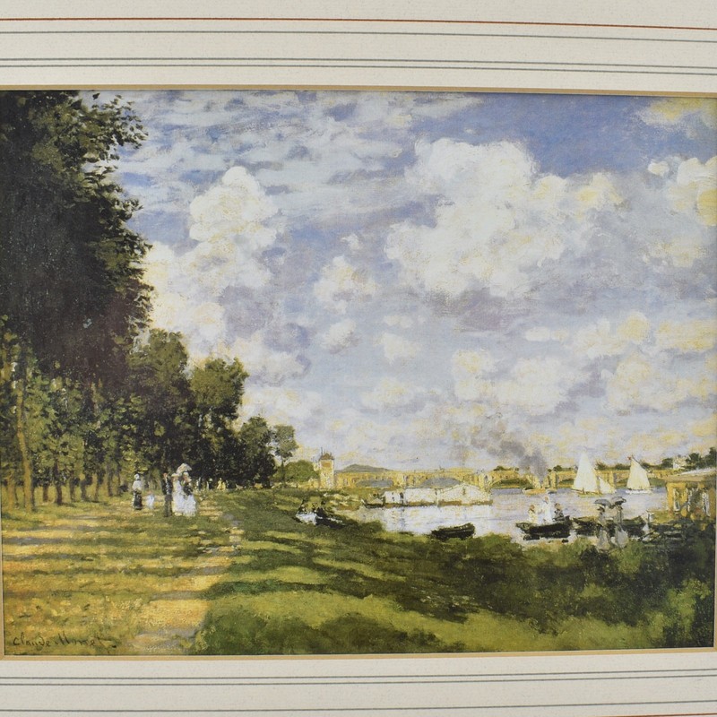 VTG Monet Framed Art Print - River Walk at Argenteuil VIK03 Made in England gallery