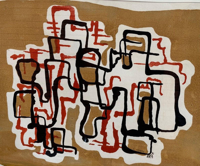 Vintage 1970s Abstract Shapes Ltd. Ed. Screen Print Modern Art MCM Signed Temme