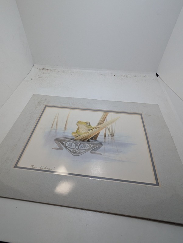 Vintage Art Print By Artist Sue Coleman Lithograph «The Frog» Unframed 11″ X 14″