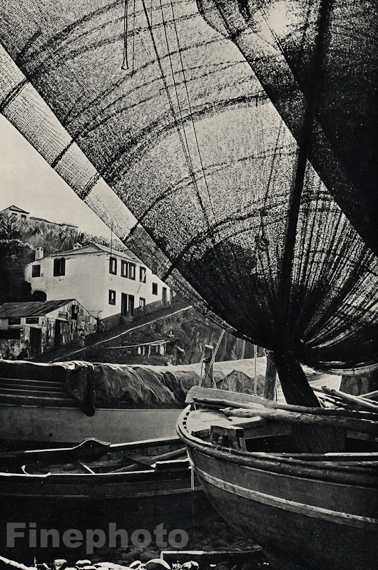 1953/66 Vintage 11×14 MADEIRA BOATS Nautical Fishing Art By ALVIN LANGDON COBURN