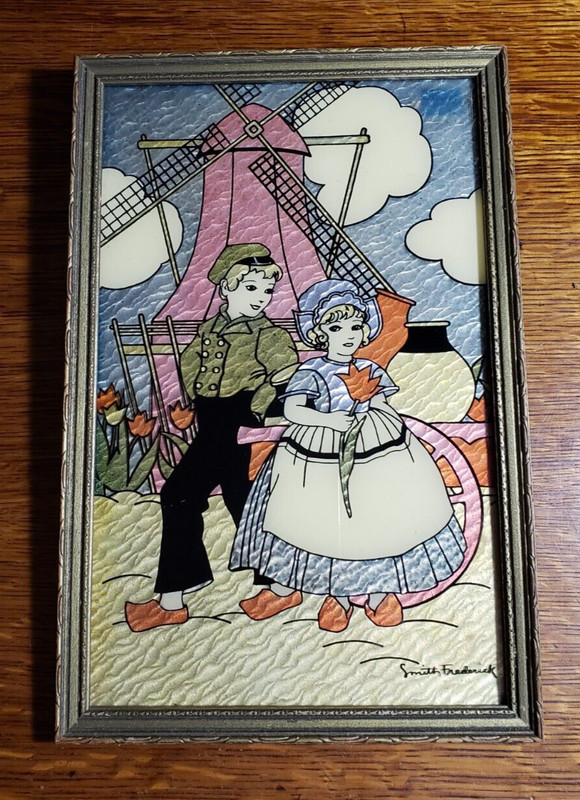 Vintage Framed Smith Fredrick Foil Tulip Time Wall Hanging BE-20 Picture