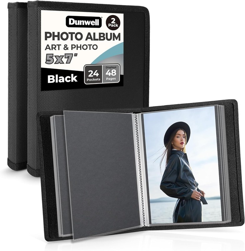 5X7 Photo Album (2-Pack) with 24 Sleeves for Artwork and Postcards
