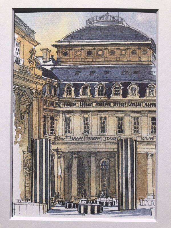 Magnificent Palais Royal Paris Watercolor Painting Style Art Print Architecture