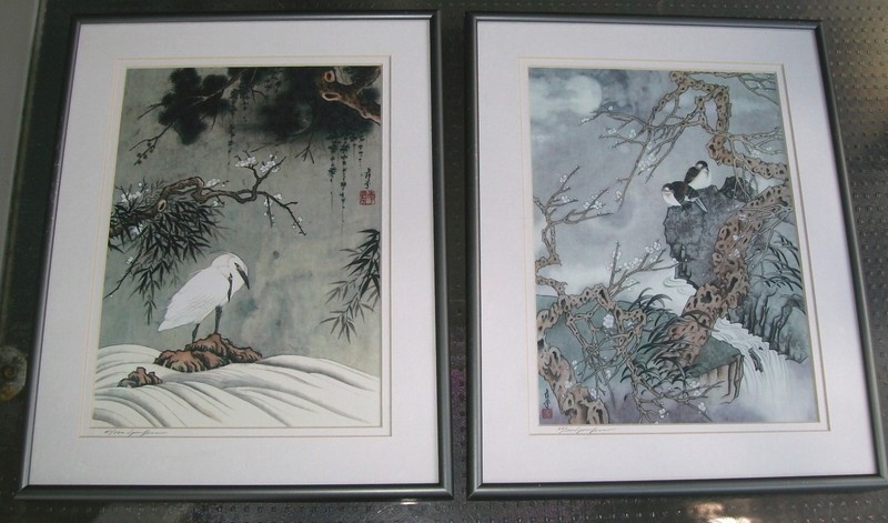 Chinese Asian Birds Nature Prints Signed Numbered Custom Framed
