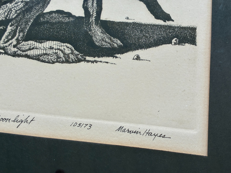 Vintage 1973 Marvin Hayes Rabbit Signed Etching Print 72/100 Framed gallery