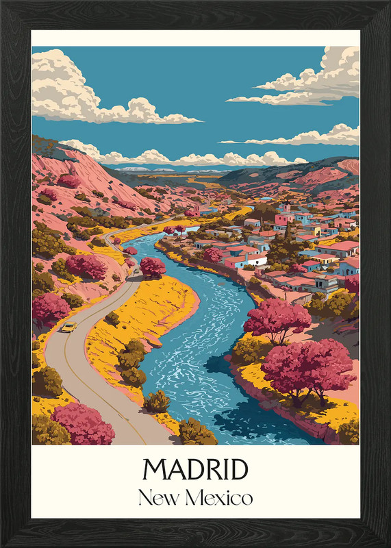 Madrid, New Mexico Landscape Art Framed Wall Art Poster Canvas Print Picture