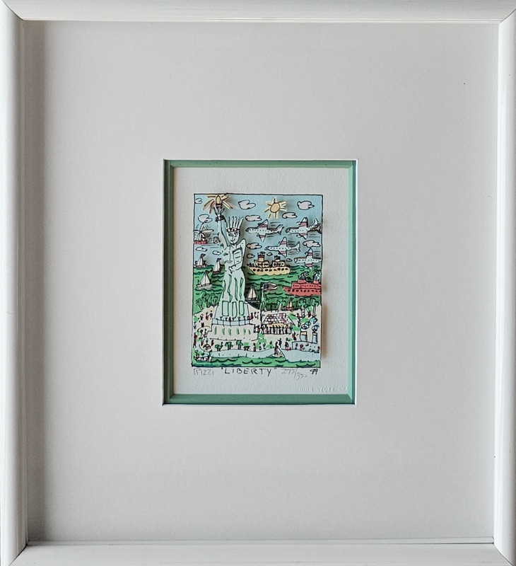 James Rizzi Statue of LIBERTY 1989 Hand Signed 3D Serigraph Framed NYC Pop Art
