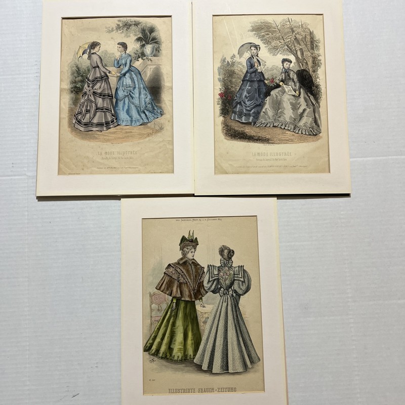 LA MODE ILLUSTREE Antique Prints Original Paris Fashion & Frauen Zeitung 3 Pc
