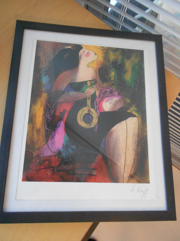 LE KINFF LADY PRINT FRAMED 9 1/2" X 11 1/2" IMAGE 8 1/2" X 7" gallery