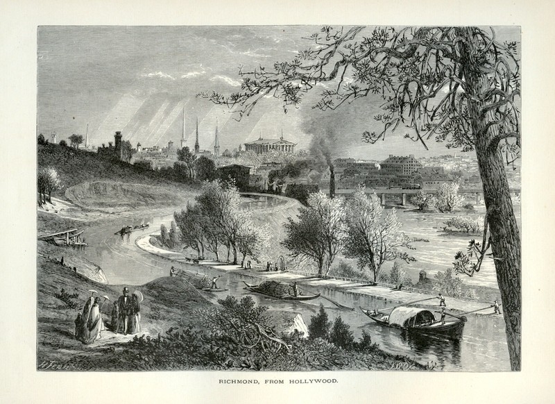 Richmond Virginia James River Antique Wood Engraving 1872 City View Fenn