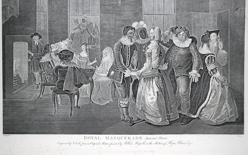 1820s/30s WILLIAM HOGARTH Engraved Print 'Royal Masquerade' London, England gallery