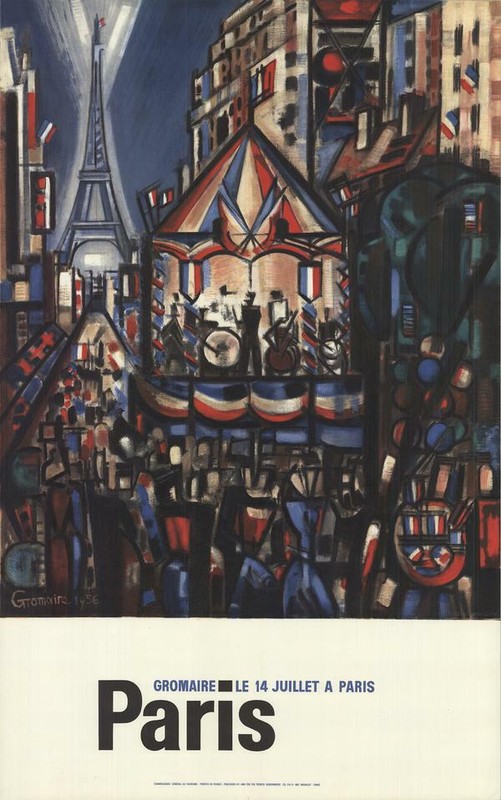 July 14th in Paris (Bastille Day) Marcel Gromaire 1964 Lithograph Print 38.5x24