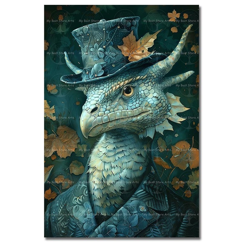 Victorian Dragon Art Print, Fantasy Dragon Poster, Gothic Wall Decor