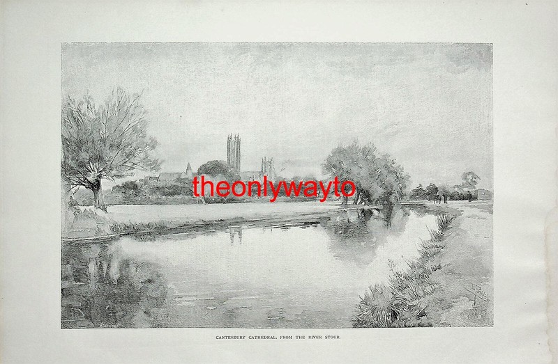 Canterbury Cathedral From River Stour, Kent, Book Illustration (Print), 1886/7