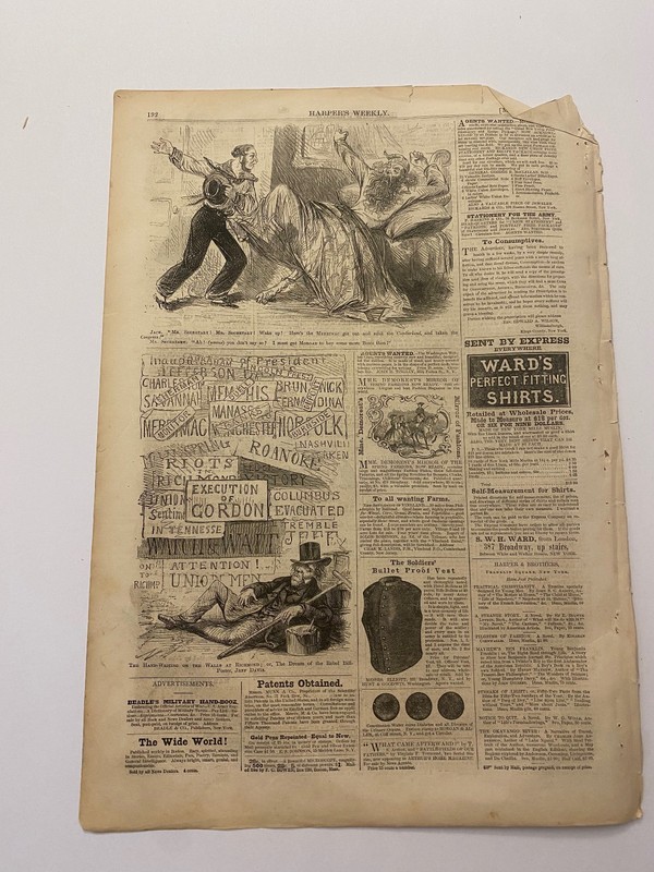 Jefferson Davis Political Cartoon Civil War Harper’s Weekly c. 1862 Engraving