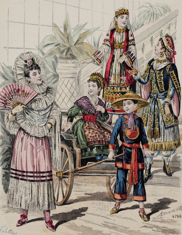 1889 Oriental Costume Fashion Print Paris Exposition Belle Époque Hand Colored