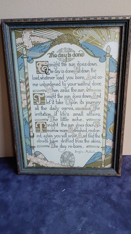 Art Deco DOUGLAS MALLOCH Poem Framed Lithograph. All Original. 1st edition.