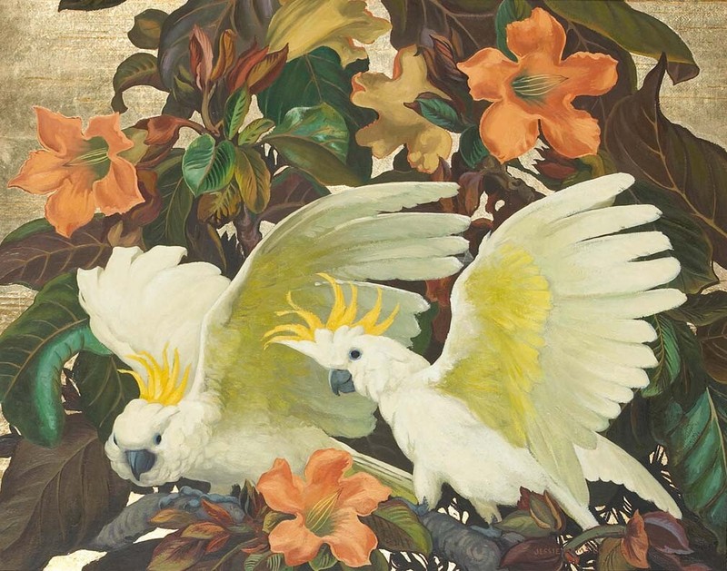 Jessie Arms Botke Sulphur Crested Cockatoos Canvas Print 16 x 20