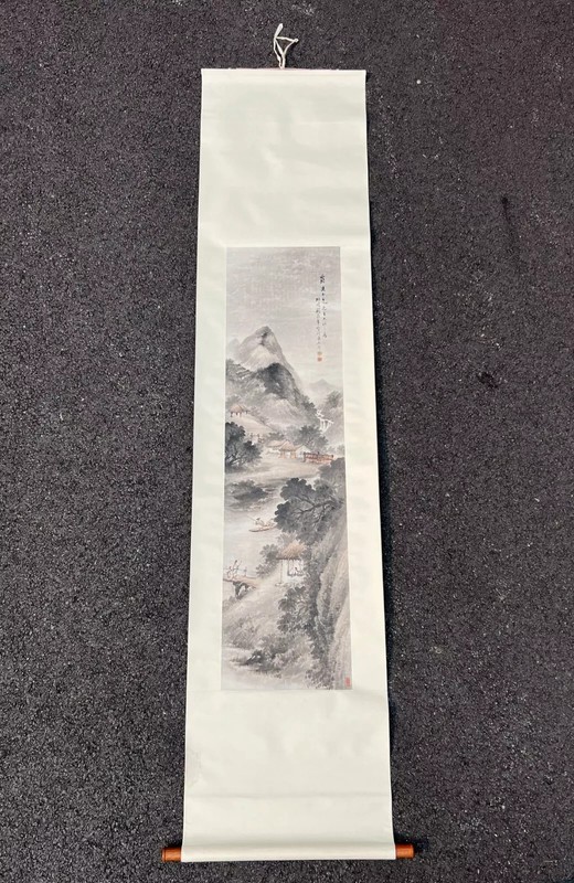 Antique Authentic Long Shounian (1865-1923) Chinese Landscape Scroll – Expert Au