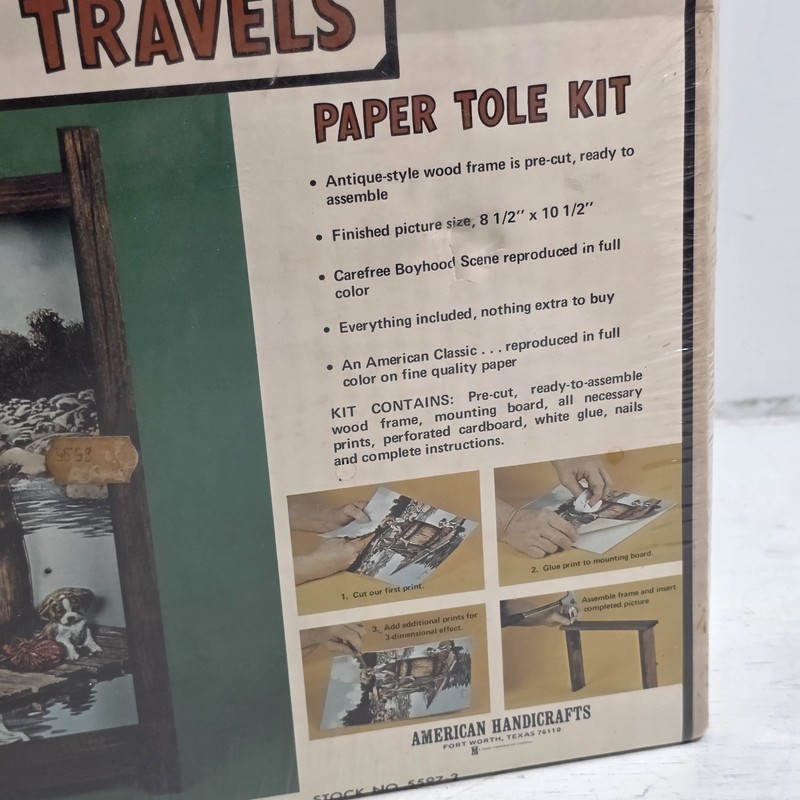 Vintage Tom's Travels Huck Fin Paper Tole Kit Jim Daly American Handicrafts New! gallery