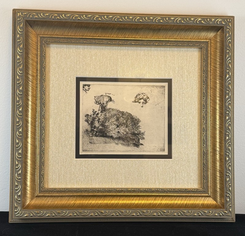 Rembrandt 1800s B364 Etching "Sheet of Studies Brushwood and a Horse"