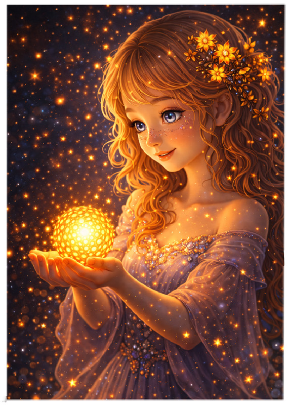 GLOWING STARS GIRL * Fun Novelty * WHIMSICAL * Art Card * ATC ACEO