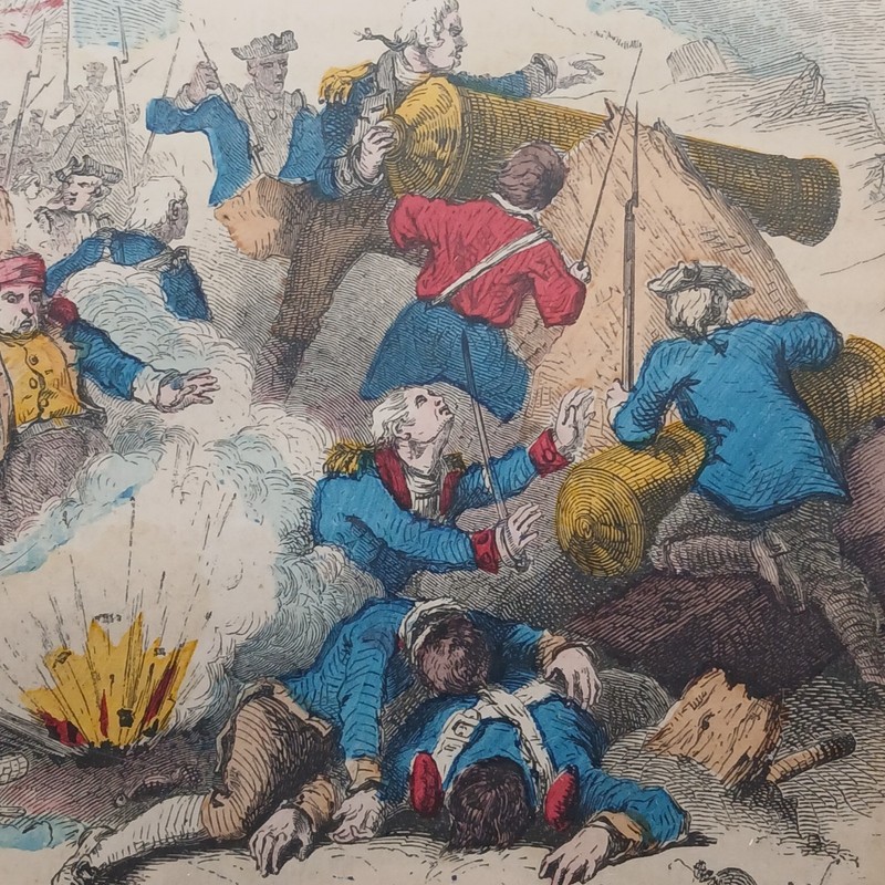 Framed 1859 Hand Tinted Revolutionary War Print "Attack On Fort Mifflin" By W.H. gallery