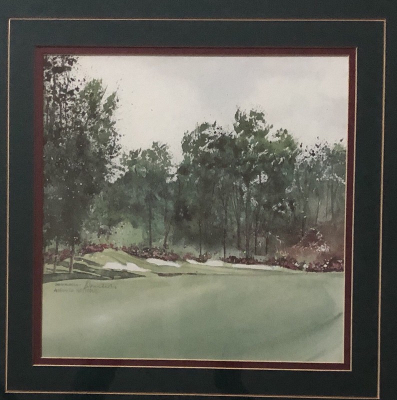 DAVID NICHOLS AUGUSTA NATIONAL GOLF CLUB FRAMED MATTED SIGNED PRINT GOLF COURSE