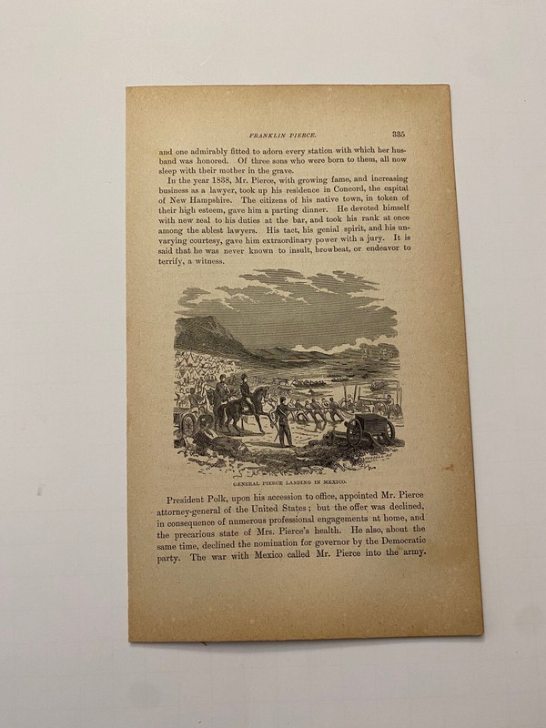 President Franklin Pierce Landing Mexico Mexican War c. 1892 Engraving