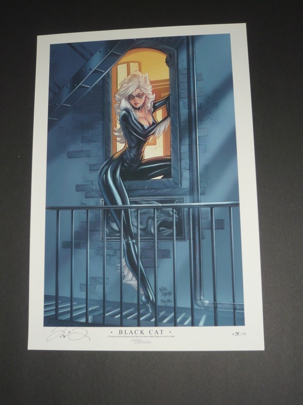 Black Cat Art Print Sign by Mike DeBalfo 13×19 #’d 75/75