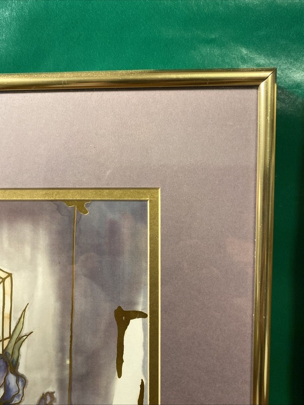 Purple And Blue Iris Tulip Gold Leaf Foil Print Tulips Stained Glass Window E.C gallery