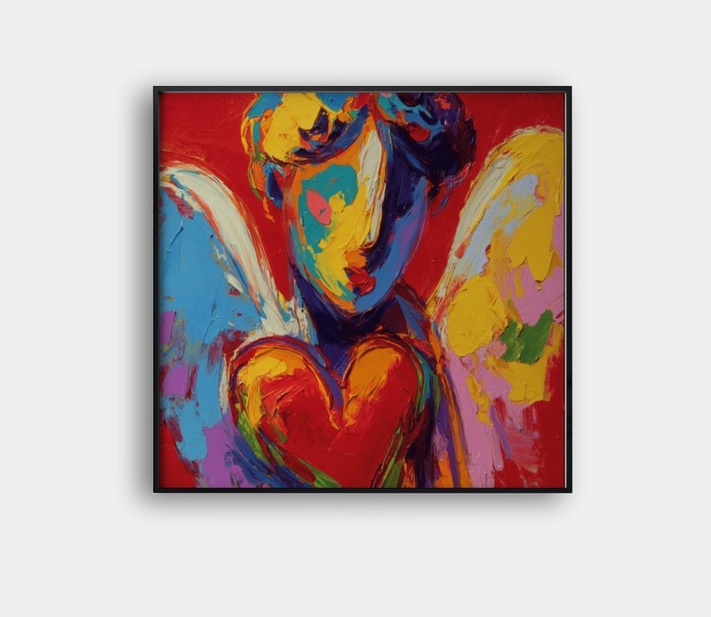 Angel with Heart Framed 24x24 Giclée Art Print Ltd 1/25 Signed COA Rombley V32