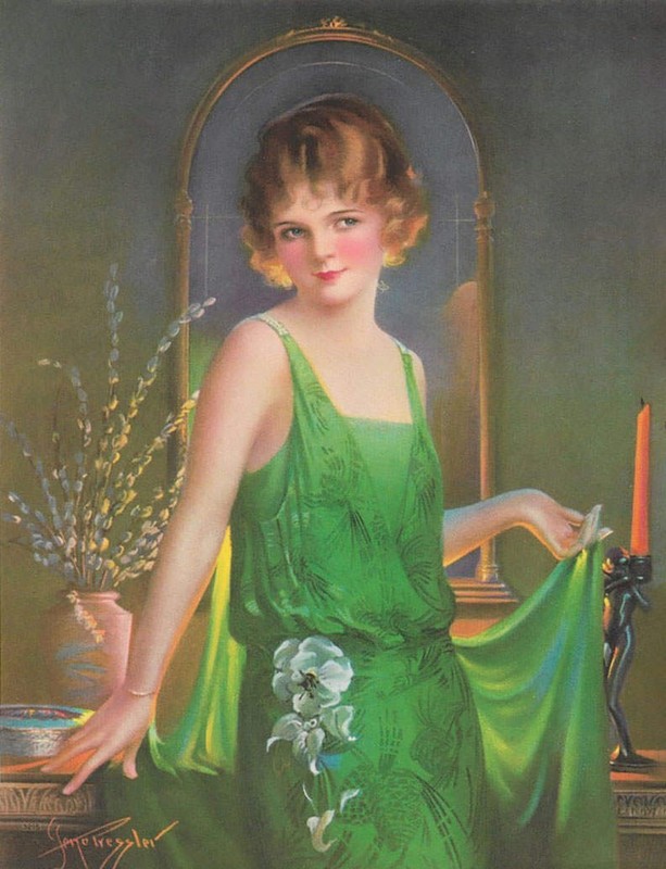 Lady Green Dress by Gene Pressler