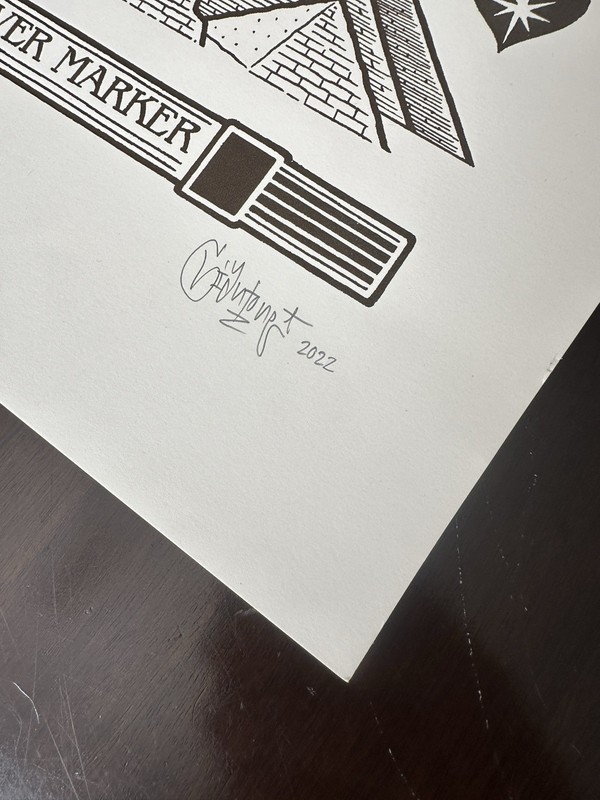 Mike Giant 18”x24” ‘Brown Ink Screenprint from 2022 signed dated #2/100 Tattoo gallery
