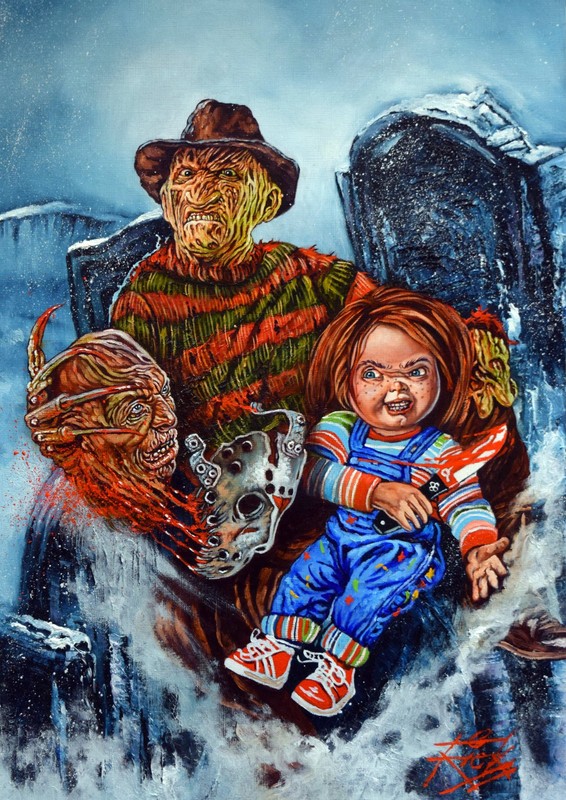 Freddy & Chucky / Fine Art Print Sleeved W Backing Board / Signed By Rick Melton gallery