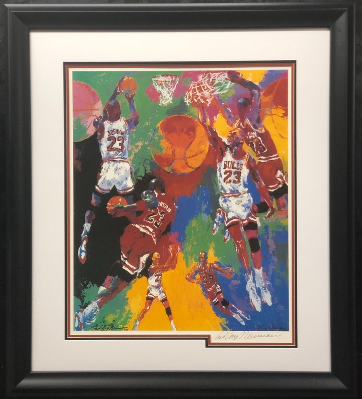 LeRoy Neiman «Michael Jordan» Hand Signed Custom Framed Art Chicago Bulls NBA