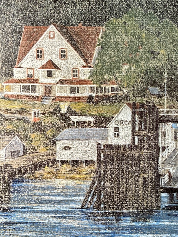 The Vashon Ferry Orcas Landing Print ORCAS ISLAND Washington 1981 CC Gill Signed gallery