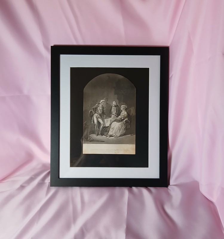 1859 Revolutionary War Steel Engraving «Lafayette Interview With Louis 16 &…
