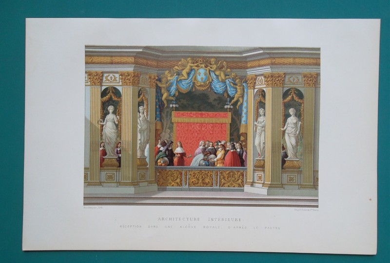 ARCHITECTURE French Baroque Louis XIV Era Royal Reception - 1882 COLOR Print