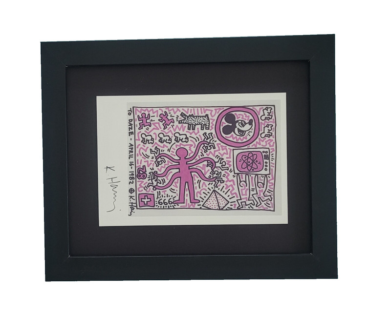 Keith Haring Vintage Signed Print Framed Pop Art Wall Decor Ready to Hang