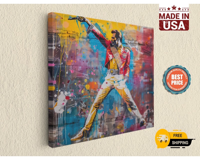 Pop Art Rockstar Banksy on Canvas Print – Home Decor