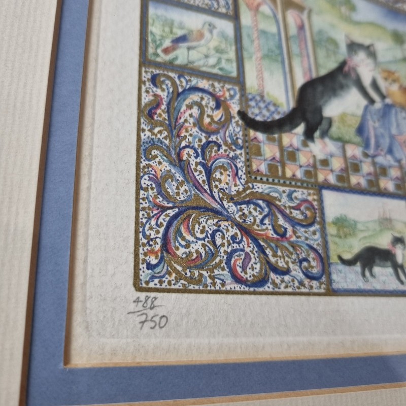 Isabelle Brent Signed Limited Edition Cat Print 1980s Framed Watercolour gallery