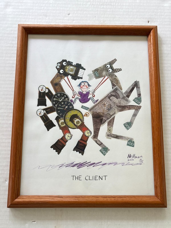 LOUIS HELLMAN “The Client” Caricature of Time & Money Signed & Numbered 12 x 15"