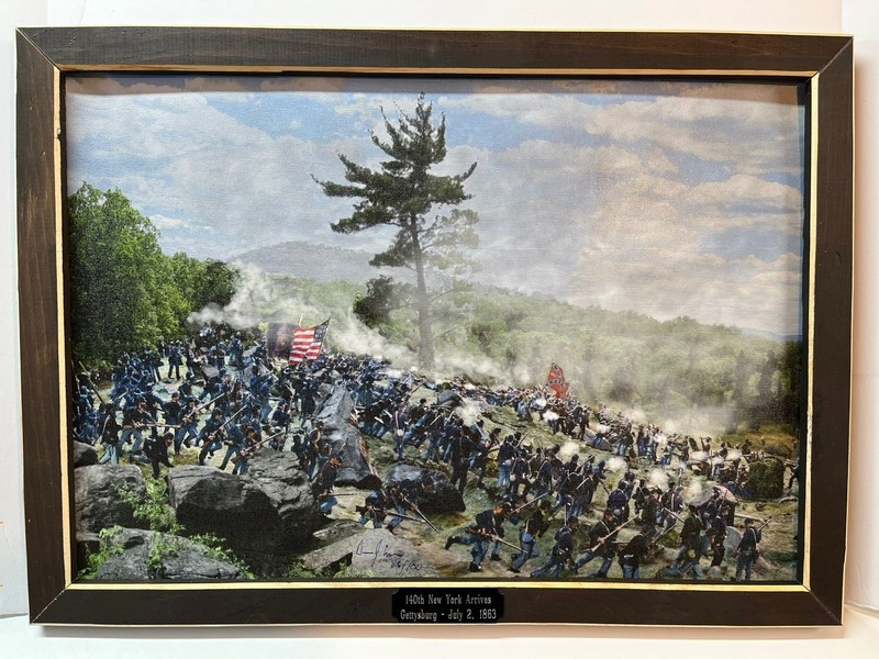 Gettysburg 14″x20″ Print/Frame Paddy O’Rourke 140th New York Little Round Top
