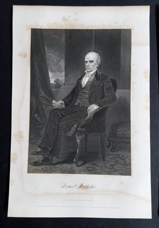 Daniel Webster Steel Engraving Antique Portrait Print c1850s-1890s