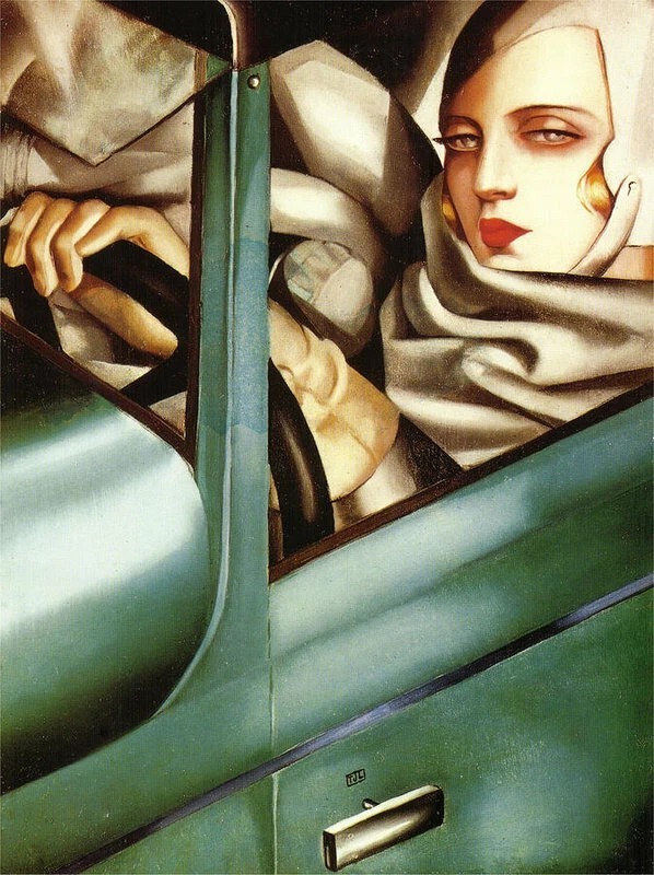 Self Portrait in the Green Bugatti Tamara de Lempicka VINTAGE art print