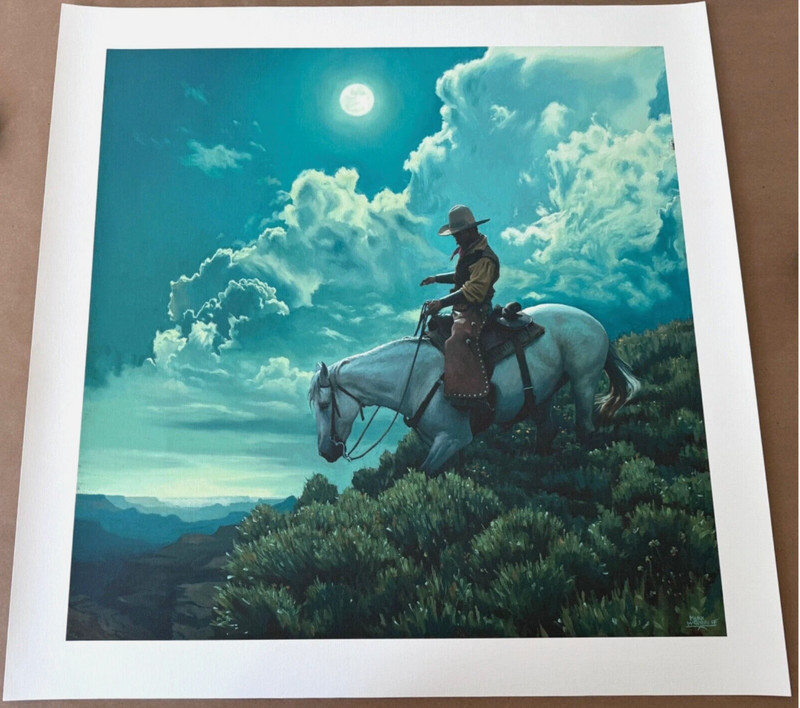 Mark Maggiori Signed CANVAS Print MOONLIGHT SOLITAIRE 28×28 /420 Western Art